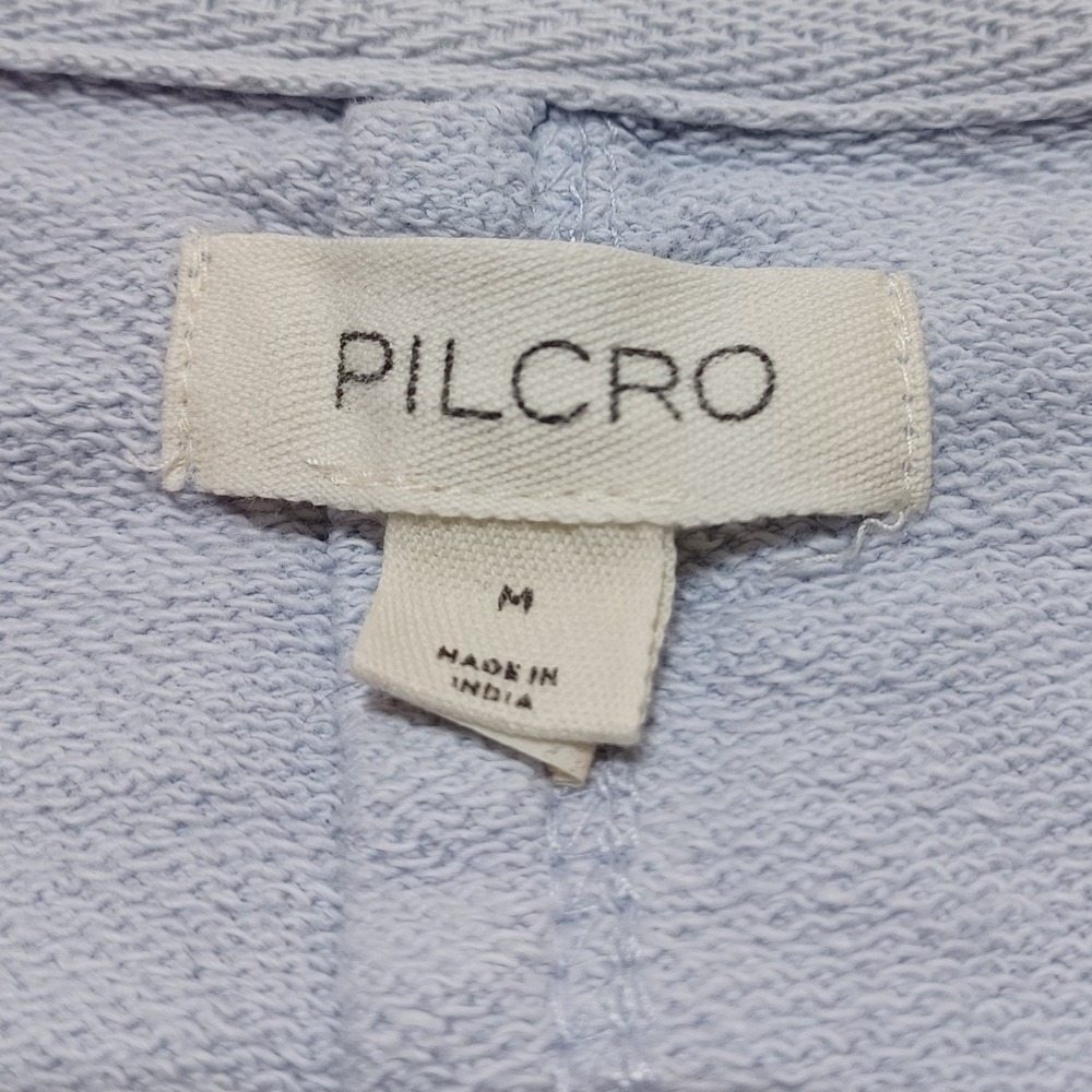 Anthro Pilcro Box Pleated Crop Sweatshirt Womens M Blue Cotton Coastal Lounge - Picture 5 of 10